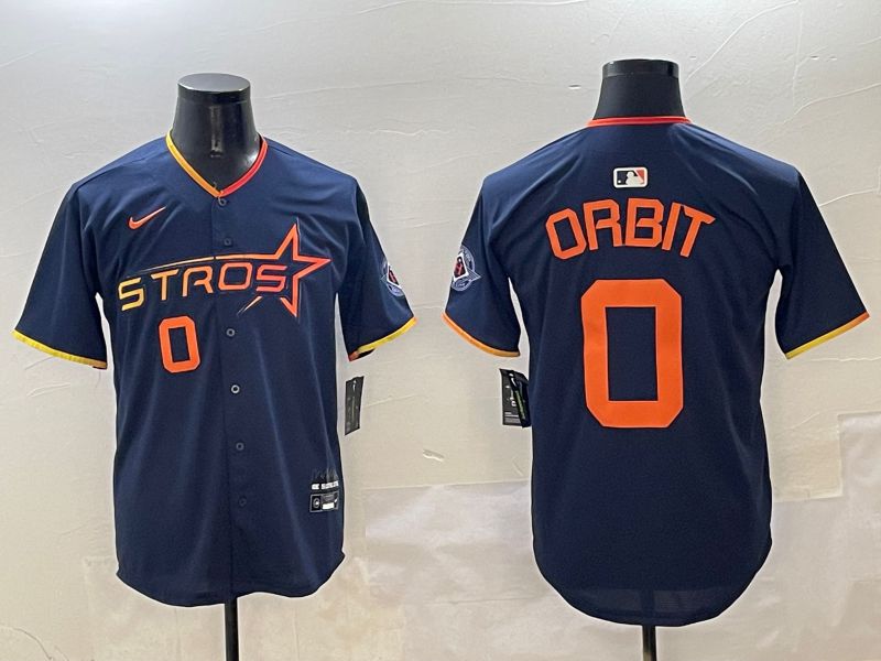 Men Houston Astros 0 Orbit Drak Blue Three generations Joint Name 2025 Nike MLB Jersey style 1